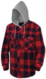 Chemise matelass&eacute;e en molleton polaire &agrave; capuche &ndash; Carreaut&eacute; rouge/noire &ndash; Taille homme TG photo du produit