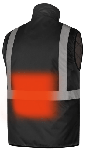 Hi-Vis Heated Insulated Safety Vest - 100% Waterproof - Black - M product photo