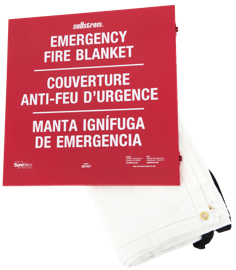 High-Temperature Emergency Fire Blanket - Red Metal Cabinet - Uncoated Fiberglass 18 oz product photo