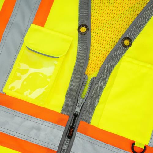 Hi-Vis Surveyor's Safety Vest - Mesh Back - Zip Front - Hi-Vis