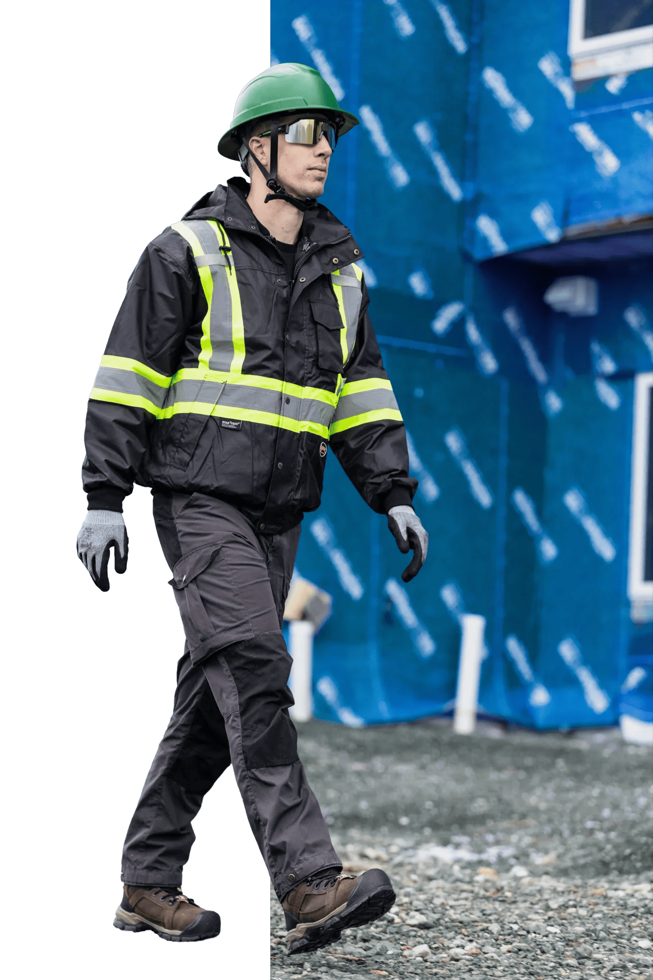 Worker in complete head-to-toe PPE