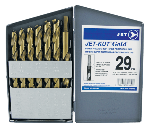 29-PC JET-KUT® GOLD Drill Bit Set – 135º Split Point – Reduced Shank ...