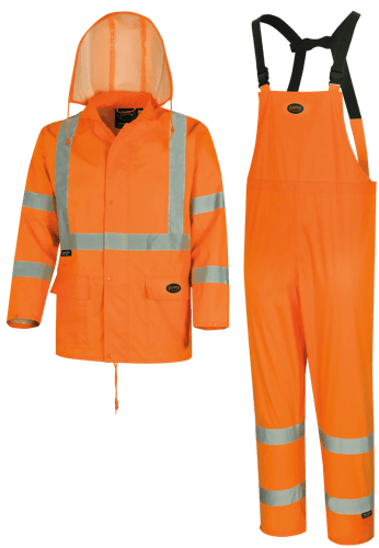 Hi-Vis 150D Oxford Poly/PU Waterproof Suit - Hi-Vis Orange - L product photo