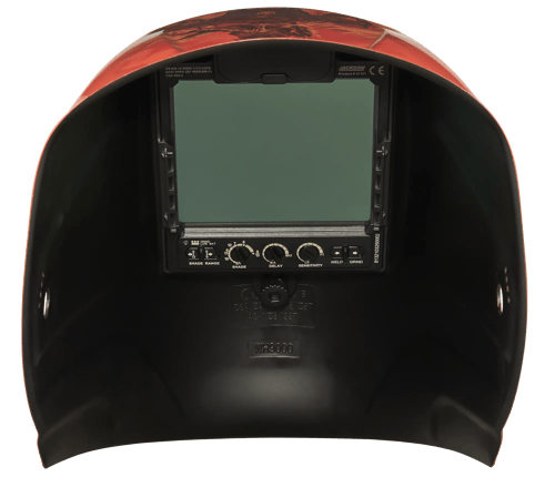 Premium Graphic Welding Helmet - ADF Variable Shade - Hell Fire product photo