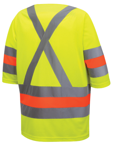 Chemise &agrave; manches courtes pour signaleur routier &ndash; Conforme &agrave; la norme P4.34.1 MTQ &ndash; Jaune/vert haute visibilit&eacute; &ndash; Taille homme G photo du produit