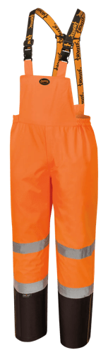 Hi-Vis 300D Trilobal Ripstop Polyester Safety Bib Pants - PU Coated - 100% Waterproof - Hi-Vis Orange - 2XL product photo