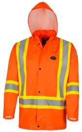 Manteau haute visibilit&eacute; ignifuge imperm&eacute;able en PU extensible &ndash; Orange haute visiblit&eacute; &ndash; TG photo du produit