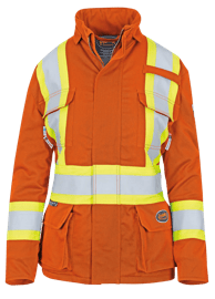 Parka de s&eacute;curit&eacute; FR-Tech&reg; matelass&eacute;e ignifuge/anti-arc &eacute;lectrique pour femme &ndash; Orange haute visibilit&eacute; &ndash; Taille femme G photo du produit
