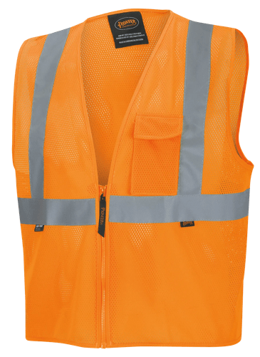 Hi-Vis Poly Mesh Safety Vest - Zipper Closure - Hi-Vis Orange - XL product photo