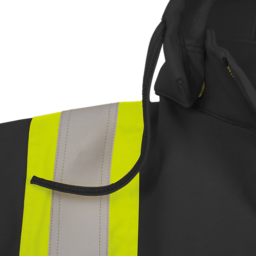 Hi-Vis FR Heavyweight Cotton Safety Hoodie - Zipper Closure - Black - 3XL product photo