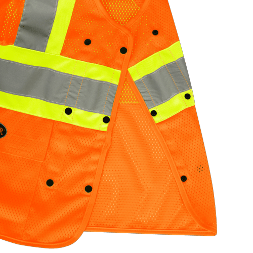 Hi-Vis Poly Mesh Safety Vest - Drop Shoulder - Snap Closure - Hi