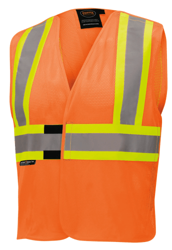 Hi-Vis Self-Extinguishing FR Poly Mesh Safety Vest - 5-pt Tear-Away - Hi-Vis Orange - L/XL product photo