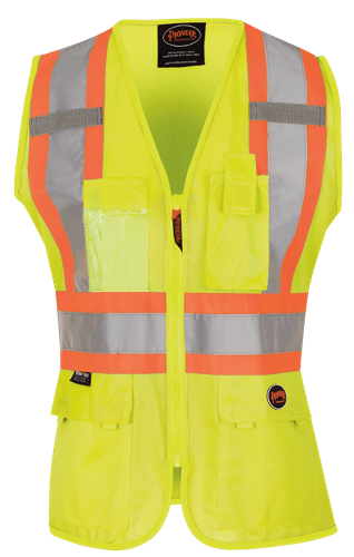 Women's Hi-Vis Tricot Poly Interlock Safety Vest - Zipper Closure - Hi-Vis Yellow/Green - L product photo