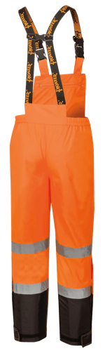 Hi-Vis 300D Trilobal Ripstop Polyester Safety Bib Pants - PU Coated - 100% Waterproof - Hi-Vis Orange - 2XL product photo