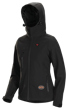 Women’s Heated Softshell Jacket – 4 Settings – 4-Way Stretch – Detachable Hood - Black - L product photo