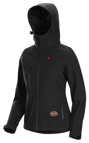 Women’s Heated Softshell Jacket – 4 Settings – 4-Way Stretch – Detachable Hood - Black - L product photo