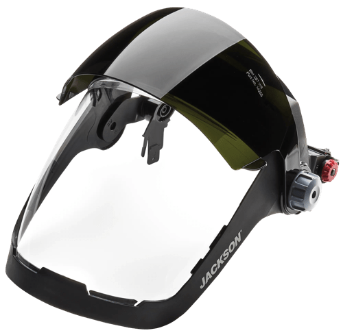 Quad™ 500 Series Face Shield - Universal Adapter - Polycarbonate - Clear - Anti-Fog - Flip-up Shade 5 IR Visor product photo