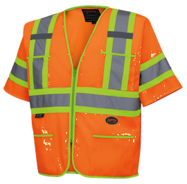 Hi-Vis Short-Sleeved Safety Vest - Zipper Closure - Hi-Vis Orange - XL product photo