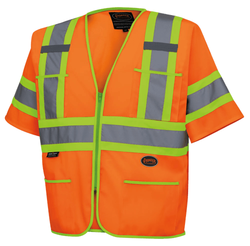 Hi-Vis Short-Sleeved Safety Vest - Zipper Closure - Hi-Vis Orange - XL product photo