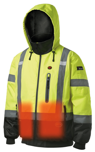 Hi Vis Heated Nano Bomber Jacket - 100% Waterproof - Hi-Vis Yellow/Green - XL product photo