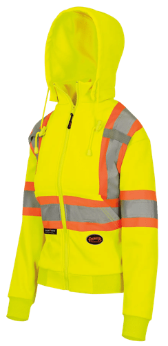 Women's Fleece Safety Hoodie &ndash; Zipper Closure &ndash; Hi-Vis Yellow &ndash; Women's Size Large product photo