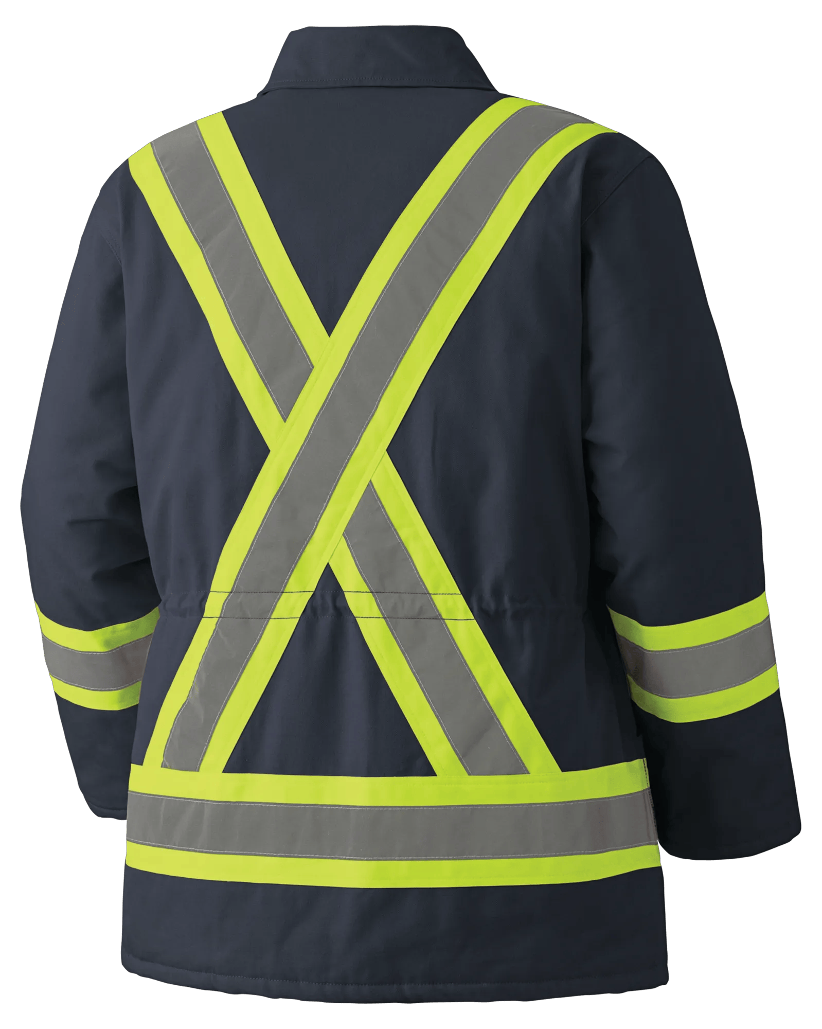 Quilted Cotton Duck Safety Parka – Navy – 3XL | V206038A-3XL