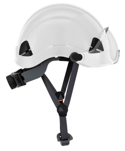 CH-350 Industrial Climbing Hard Hat w/Flip-Up Wraparound Visor - Non-Vented - White product photo