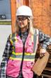 Women's Hi-Vis Tricot Poly Interlock Safety Vest - Zipper Closure - Pink - L product photo