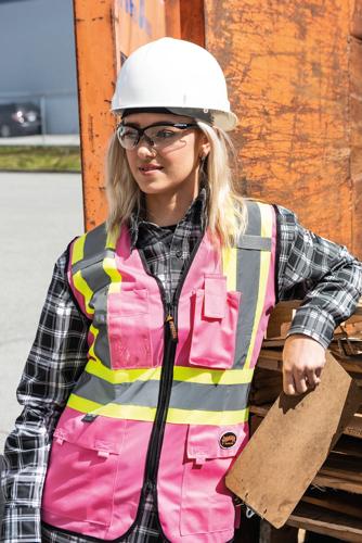 Women's Hi-Vis Tricot Poly Interlock Safety Vest - Zipper Closure - Pink - L product photo