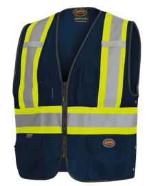 Hi-Vis Tricot Poly Safety Vest - Adjustable - Hook & Loop Closure - Navy - L/XL product photo