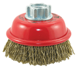 3 x 5/8-11 NC MAXI-CRIMPED Brosse &agrave; tasse en fil m&eacute;tallique crant&eacute; de qualit&eacute; sup&eacute;rieure photo du produit