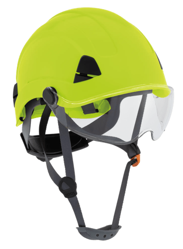 CH-350 Industrial Climbing Hard Hat w/Flip-Up Wraparound Visor - Non-Vented - Hi-Vis Green product photo