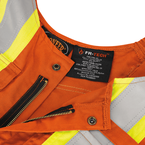 Salopette de s&eacute;curit&eacute; FR-Tech&reg; haute visibilit&eacute; 88/12 de 7 oz ignifuge/anti-arc &eacute;lectrique &ndash; Orange haute visibilit&eacute; &ndash; 2TG photo du produit