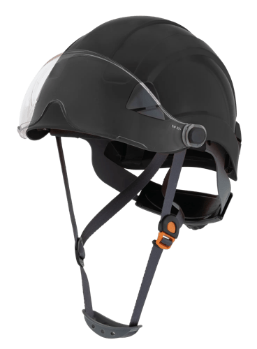 CH-350 Industrial Climbing Hard Hat w/Flip-Up Wraparound Visor - Non-Vented - Black product photo