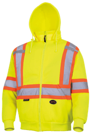 Chandail &agrave; capuche de s&eacute;curit&eacute; en molleton de polyester &ndash; fermeture &agrave; glissi&egrave;re &ndash; jaune/vert haute visibilit&eacute; &ndash; homme TG photo du produit