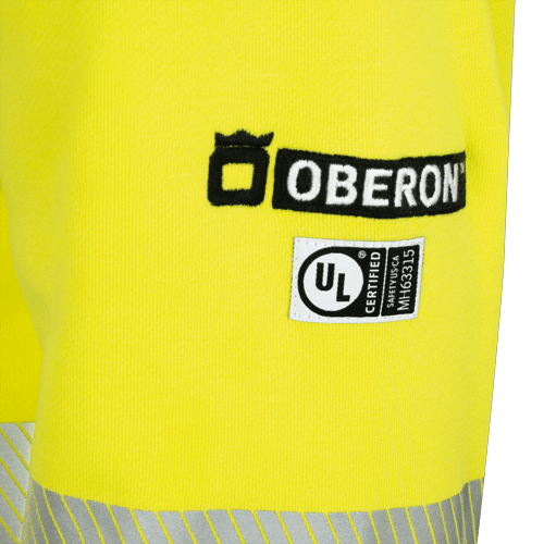 Hi-Vis 100% FR/Arc-Rated Heavyweight 12 oz Cotton Fleece Zip-Style Hoodie w/Detachable Hood - Hi-Vis Yellow - L product photo