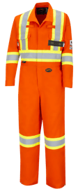 Combinaison de s&eacute;curit&eacute; haute visibilit&eacute; FR-Tech&reg; ignifuge/anti-arc &eacute;lectrique de qualit&eacute; sup&eacute;rieure &ndash; Orange haute visibilit&eacute; &ndash; 36 photo du produit