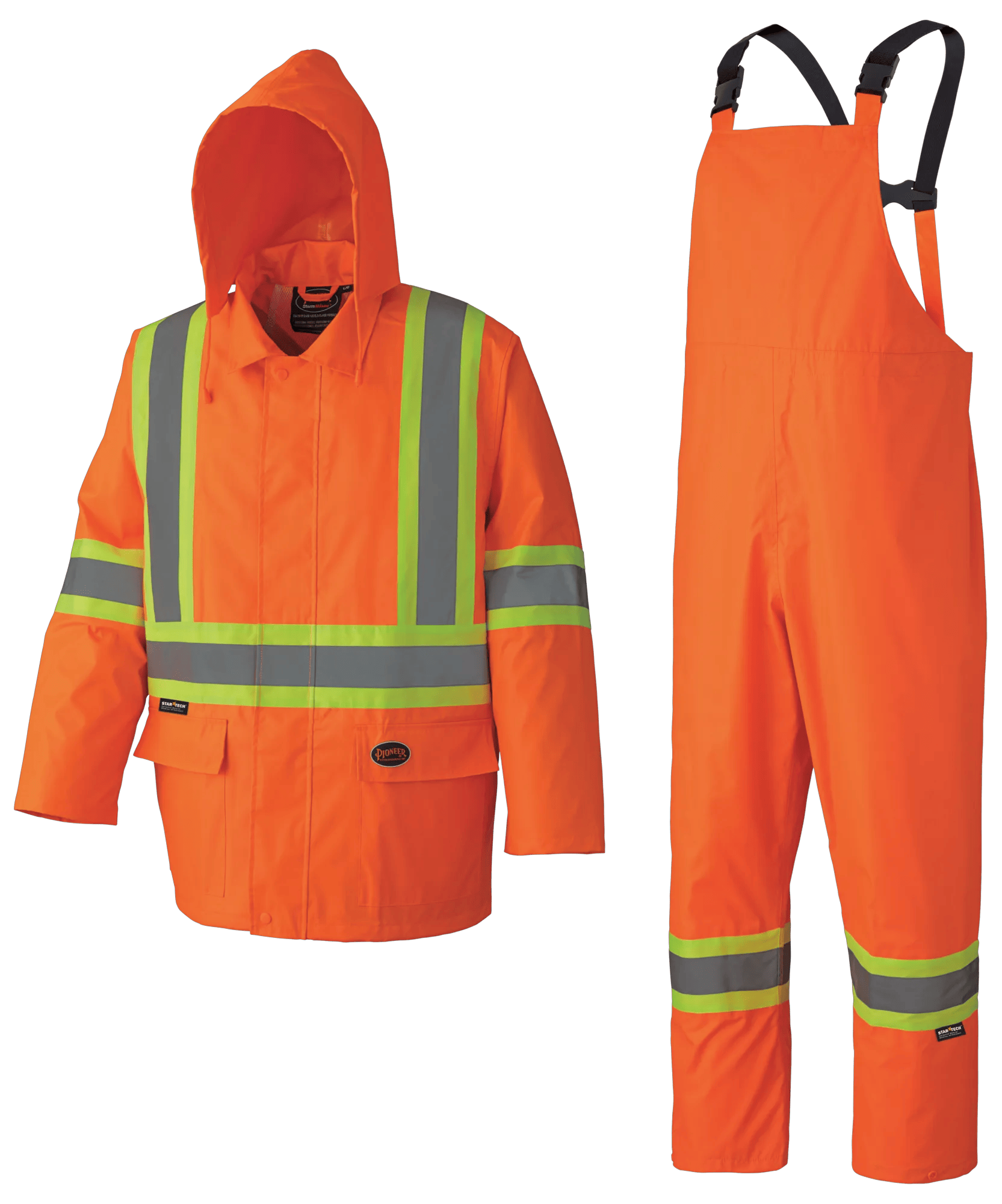 Hi-Vis 210D Oxford Poly/PVC Waterproof Suit - Hi-Vis Orange - S