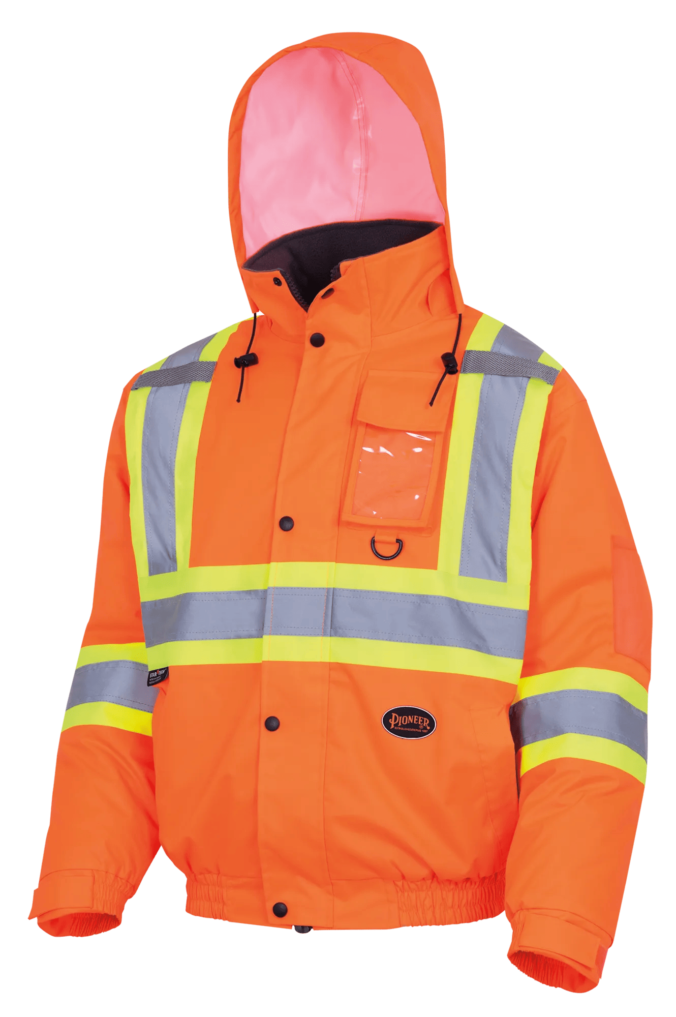 Waterproof Quilted Winter Safety Bomber – Detachable Hood – Hi-Vis