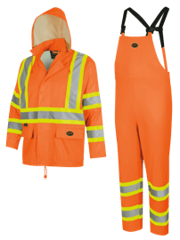 Waterproof Lightweight Safety Rain Suit - Orange - XL product photo