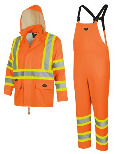 Waterproof Lightweight Safety Rain Suit - Orange - XL product photo