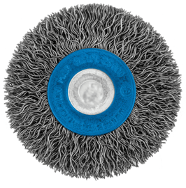 2 x Brosse radiale crant&eacute;e mont&eacute;e sur arbre de 1/4 po en acier inoxydable. photo du produit
