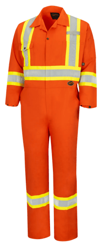 Hi-Vis Poly/Cotton Safety Coveralls - Industrial Wash - Zipper