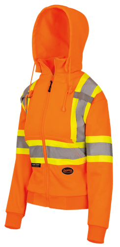 Women's Fleece Safety Hoodie &ndash; Zipper Closure &ndash; Hi-Vis Orange &ndash; Women's Size XL product photo
