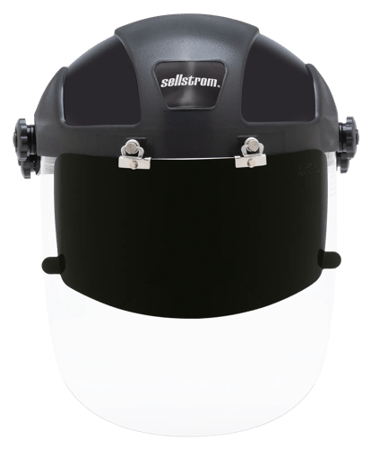 DP4 Series Face Shield with c/w Flip-Up IR Window - Universal Adaptor - Clear Anti-Fog Polycarbonate - Shade 6 Cobalt Blue product photo
