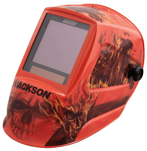 Premium Graphic Welding Helmet - ADF Variable Shade - Hell Fire product photo