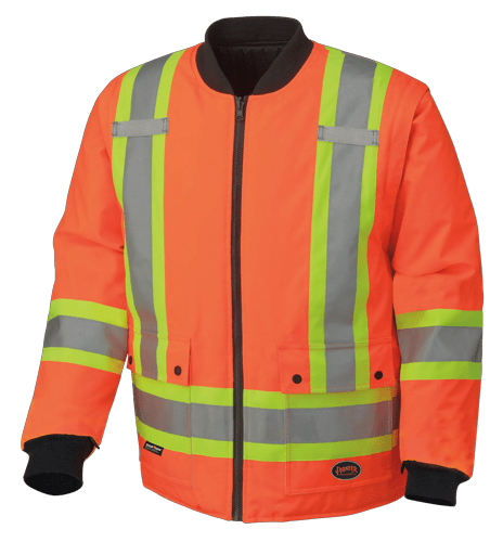 Waterproof 7-in-1 Parka – Detachable Hood – Hi-Vis Orange – Black