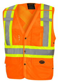 Hi-Vis Poly Mesh Safety Vest - Drop Shoulder - Snap Closure - Hi