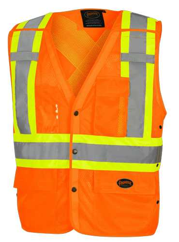 Hi-Vis Poly Mesh Safety Vest - Drop Shoulder - Snap Closure - Hi