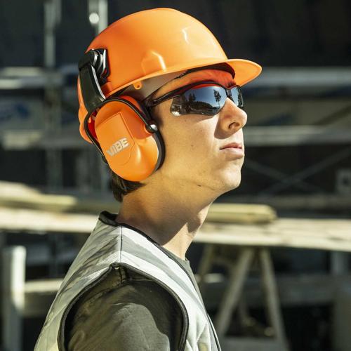 Safe 2 Protection System &ndash; H70 VIBE Earmuffs &ndash; 22 NRR &ndash; Orange &ndash; Hard Hat Mount product photo